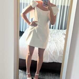 Off the Shoulder Corset Minidress in Ivory